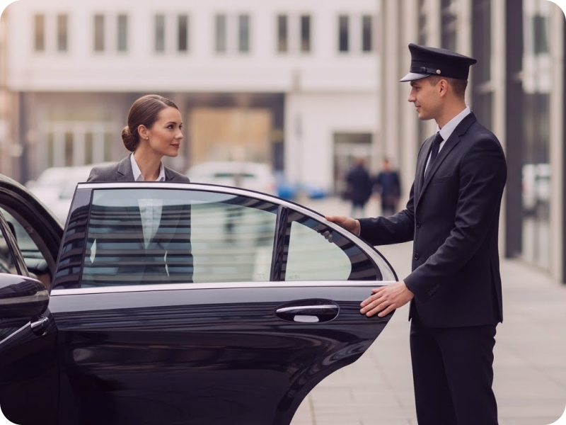 Chauffeur opening car door