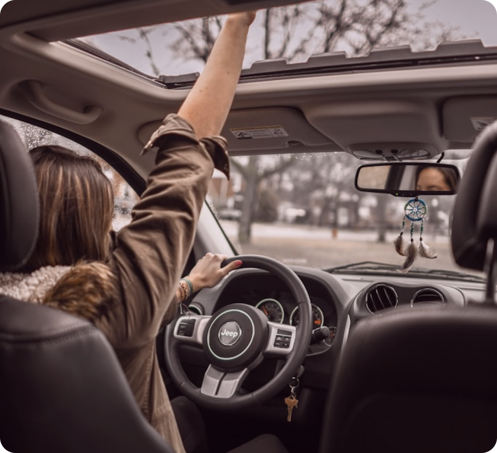 Passenger view from sunroof